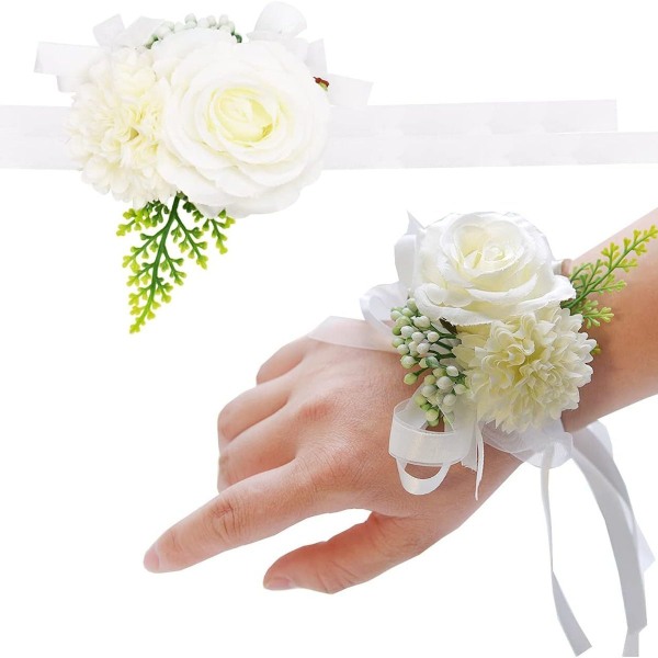 WENTS Roser Blomster Håndleds Corsage Sølv Bling Bånd Rhinestone Stretch Armbånd KLB