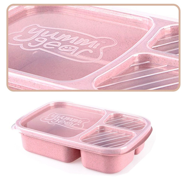 Lunchboks med rom for måltidsforberedelse for barn, plast, rosa