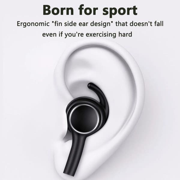 Bluetooth-hovedtelefoner i øret, sportshovedtelefoner med 12 timer. Sort
