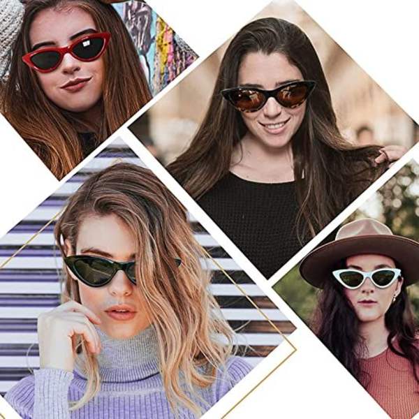 To sorte briller + sort brillepose Polariseret Cat Eye solbriller til kvinder, UV-beskyttelse Retro smalle spidse Cateye solbriller til kvinder