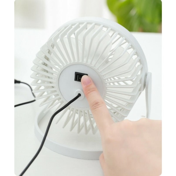 Mini Hvid USB-ventilator til kontor og bil, justerbar base KLB