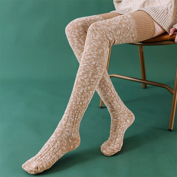 Talven boot-sukat Vintage Extra Long Leg Warmers Over The Knee Khaki + Gray KLB