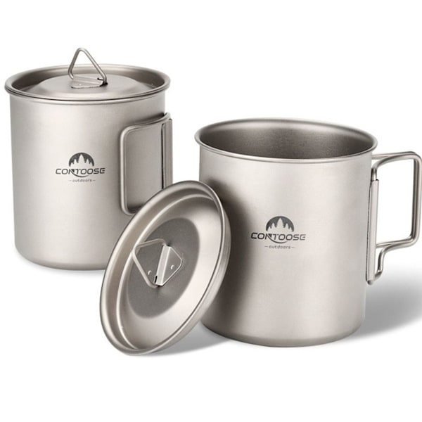 Retkeilyyn tarkoitettu titaaninen kuppi, 750 ml, max French Press
