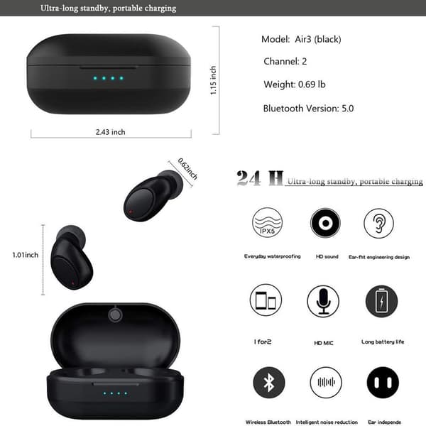 Air-3 True Wireless Earbuds Bluetooth 5.0 Hörlurar