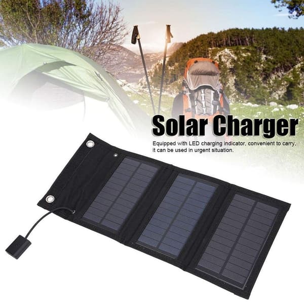 Bærbar solcellelader, foldbart solpanel, 15W solenergibank