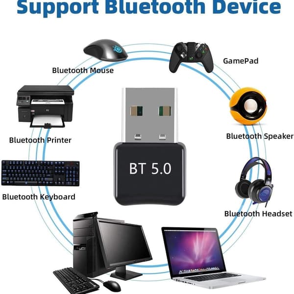 Bluetooth USB 5.0-dongle, mini USB-nøkkel Bluetooth 5.0 med lavt strømforbruk
