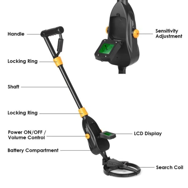 Lätt metall handdetektor för barn, justerbar guldgrävare för