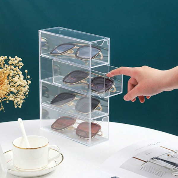 Solbriller arrangør, transparent akryl brilleholder