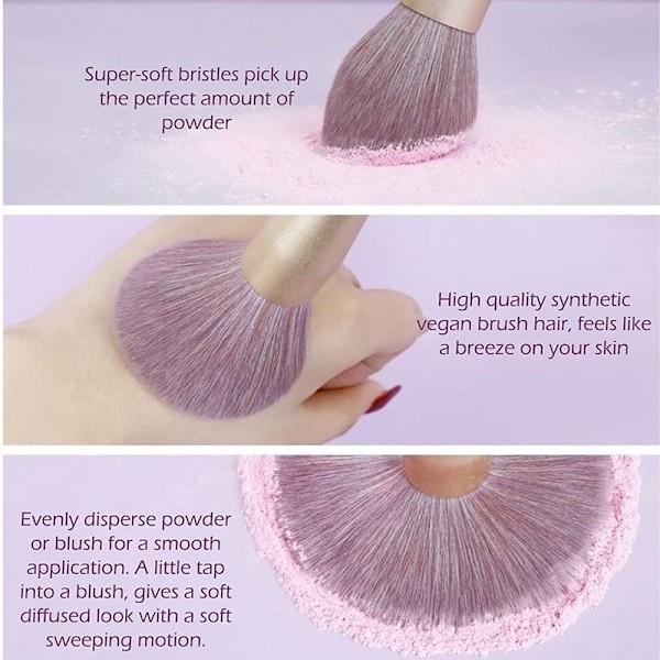 9-pak makeupbørster til pudder, blush og contouring