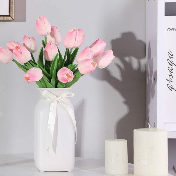 10 stk. Pulver Kunstig Blomst Tulipan Falsk Blomst Latex Materiale Real Touch Bryllup Soveværelse Familie Hotel Fest Indendørs Stue-