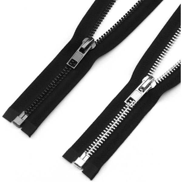 40cm Separerbar Metall Blixtlås Svart Metall Blixtlås Blixtlås Slider för Jackor, 2 stycken