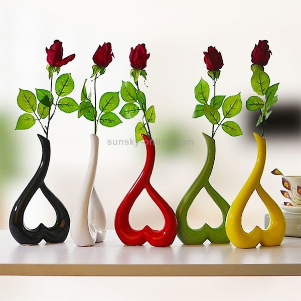 Hjerteformet kreativ keramisk vase til boligindretning, bryllup, festival, kontor og skrivebord