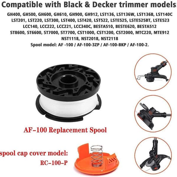 Trådspoler til Black & Decker trimmer spoler, nylontråde 9 m længde 1,65 mm KLB