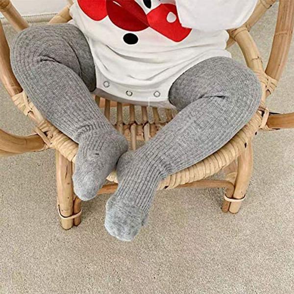 3-pack babystrumpor - tjocka småbarnsstrumpor för flickor och pojkar, vita + svarta + grå KLB