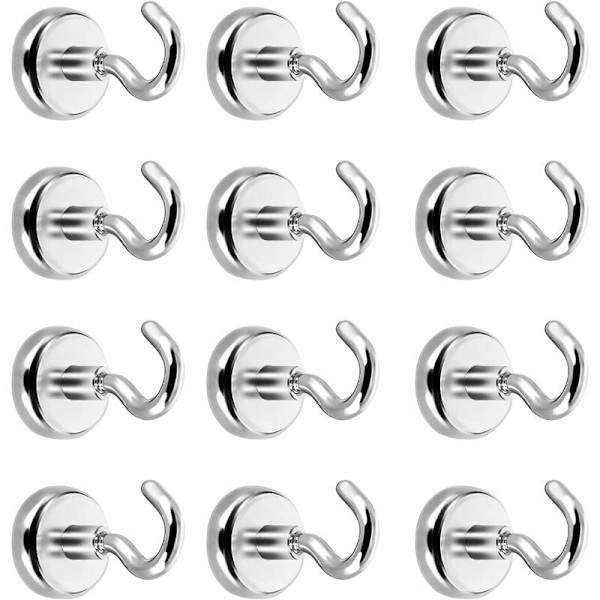 Magnetiska krokar, krokmagneter, kraftfulla neodymiummagneter 5,5 kg attraktionskraft (12-pack) KLB