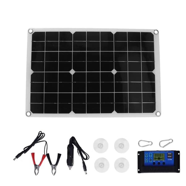 20W 18V USB solcellepanelsett med 60A solcellebatterilader KLB