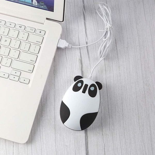 Panda-formet kablet mus, super sød dyreserie, tegneserie mini