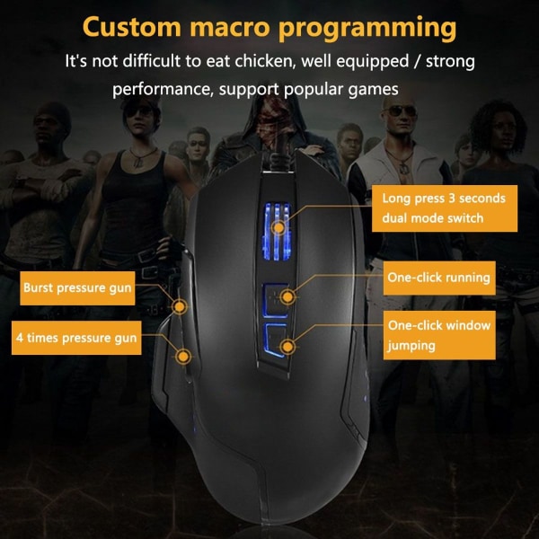 Gaming-mus Kablet programmerbart åndelys Ergonomisk spil