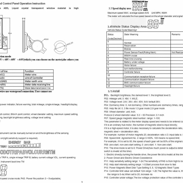 M5 E elcykel LCD-display hastighetsmätare