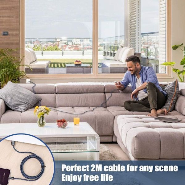 iPhone-kabel [2m/3-pak] Lynkabel, iPhone-oplader, nylonflettet KLB