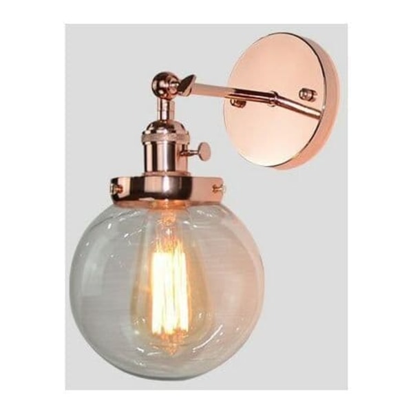 Antik Industrivegglampe Globe Vegglampe Med Glass 15cm