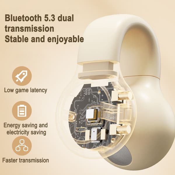 Bluetooth trådløse øretelefoner øreklips headset knoglehvid
