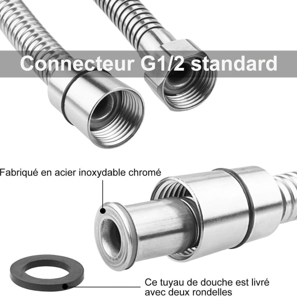 lång duschslang, universal duschslang av rostfritt stål, flexibel dusch