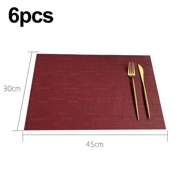 Rektangulära placemats för köksbord och matsal, röda