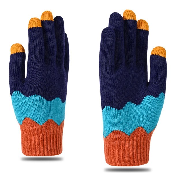 Dame Vinter Touchscreen Ull Magic Gloves Varm strikket Fleece Fôret Marineblå KLB