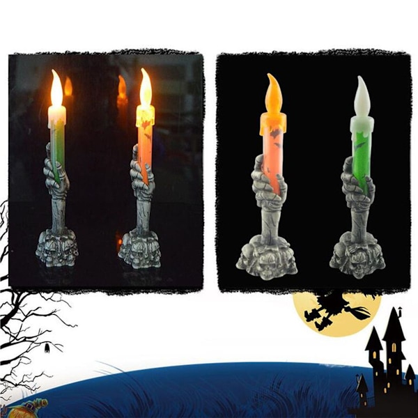 Halloween-luurankokäden LED-lamppu kynttilän liekin valaisinjalusta KLB