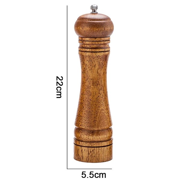 Peberkværn i træ, peberkværn, justerbar grovhed, træ, 20,3 cm