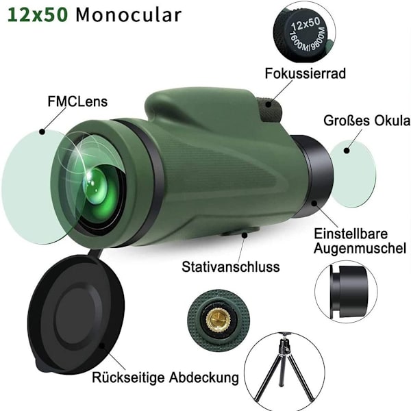 Monokulært Teleskop, Monokulært Bak4 Prisme Vandtæt Monokulært Kikkert med Smartphone KLB