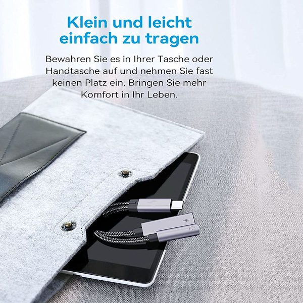 USB C til 3,5 mm jacks hovedtelefonadapter og oplader - 2 hovedtelefoner