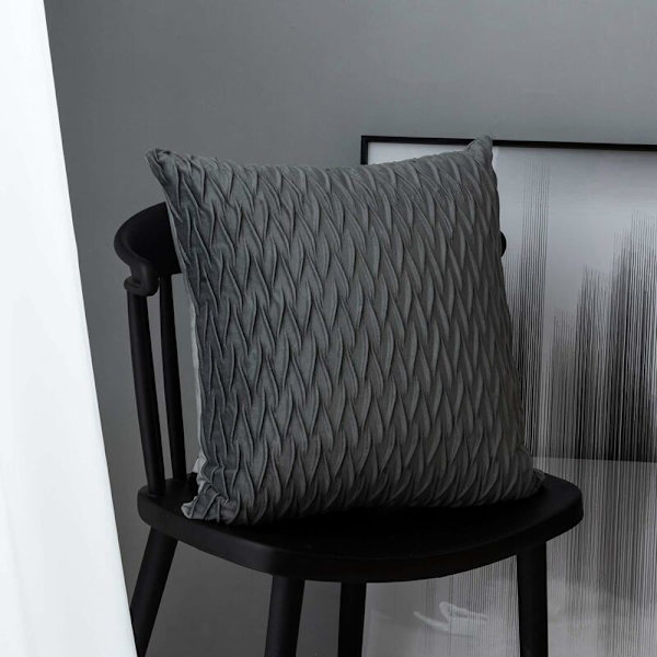 Fløyel putetrekk 45x45cm for stue sofa, sett med 2 ensfargede firkantede putetrekk soveromsdekorasjon, grå KLB