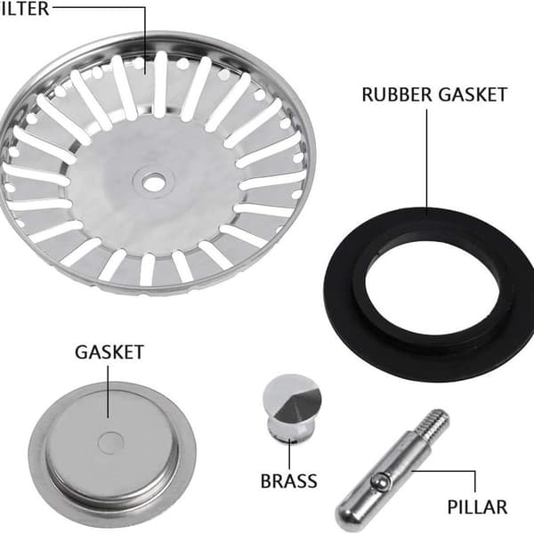 1 st diskbänkssil i rostfritt stål + gummi