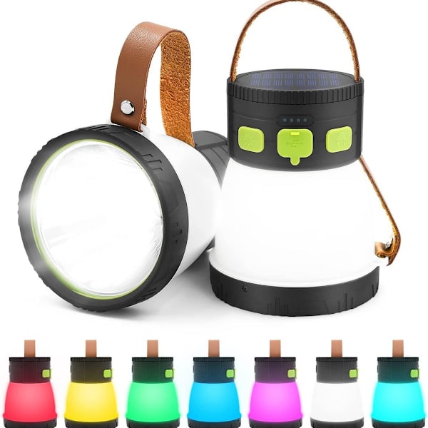 LED solcelle campinglys, multifunksjonelt nattlys med bærbar krok