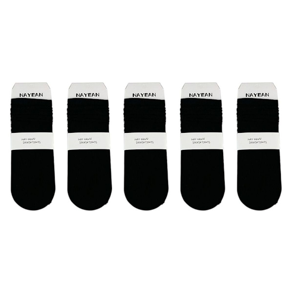Kvinnors tunna bomullssockor, mjuka bootie-sockor damtopp svart KLB