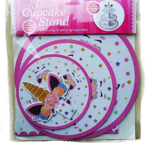 Kake display hylle, enhjørning cupcake display hylle, 3-lags kake display