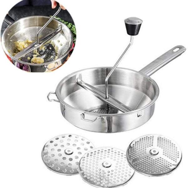 Rostfri sil med 3x silinsatser - sil för soppa KLB