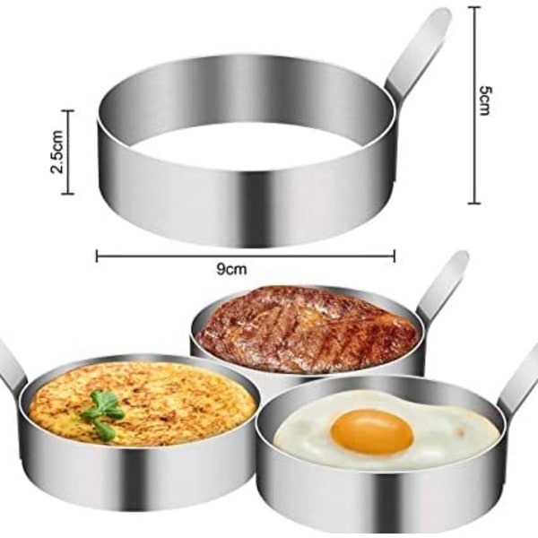 1 Pakke Egg Ringer, Egg Mold Ring 3.5 Tommers Rustfritt Stål Non-Stick Egg Mold, Egg Ringer for Steking av Egg, Pannekaker, Sandwicher, Bu Steker