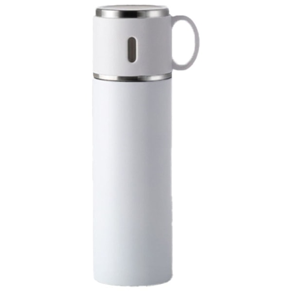 Rustfrit stål termisk vakuumisoleret flaske med kop til kaffe, varm drik, hvid KLB