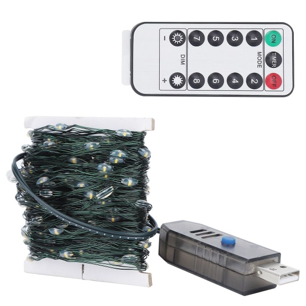 LED-ljusslinga, USB-fjärrkontroll, dekorativ koppartrådfärg KLB