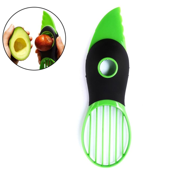 3-i-1 avocadoskærer ergonomisk håndtag rustfrit stål grøn skridsikker