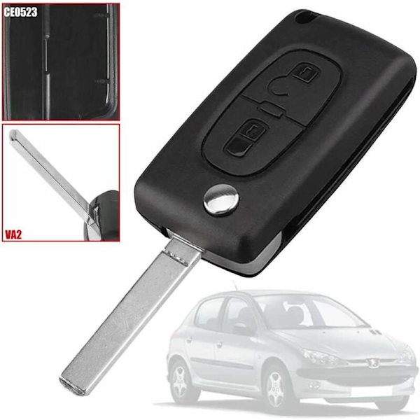 Passar till Dongfeng Peugeot 307 2 knappar 2 knappar fjärrkontroll insätt pekare lock mark 2 knappar pekare skal med spår på sidan KLB