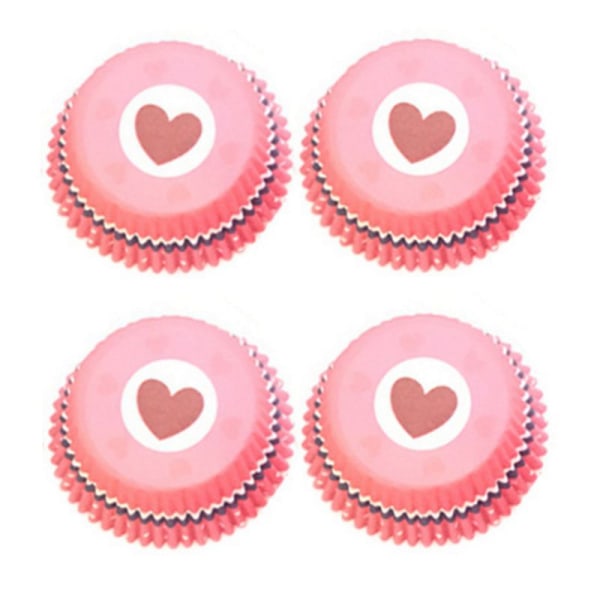 Bakad form kakbotten bricka 100 st kakpappersbricka färgtryckt muffinskopp kakpapperskopp(Love Pink)