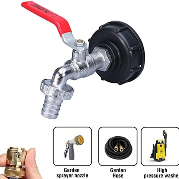Kran tank 1000L regnvattenuppsamlare, adapter KLB