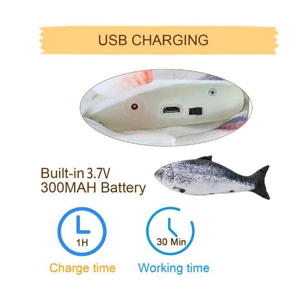Charminer Elektrisk Legetøjsfisk, Interaktivt Kattelegetøj USB KLB