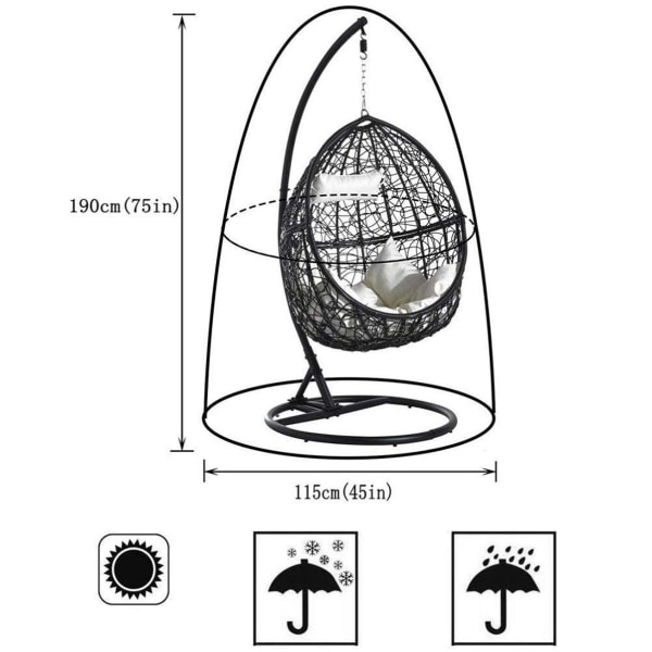 Enzeno Æg Patio Hængestol Betræk Udendørs Swing Æg Stol Betræk Vandtæt