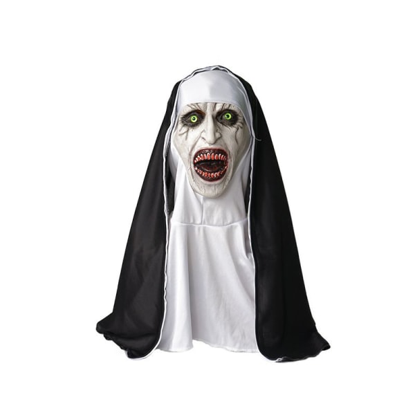 Halloween-mask,Latex-läskig nunnamask,läskig halloweenfest-dräktmask för helhuvud, skrämmande halloween-sminkmask