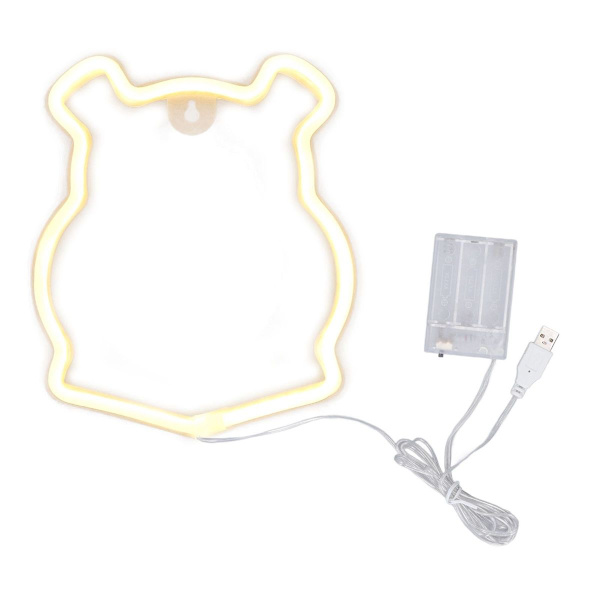 Neonljus LED-skylt i björnform, batteridriven, USB KLB